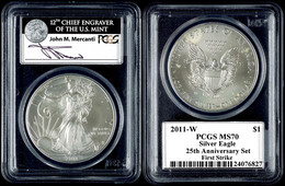 1 Dollar, 2011, W, Silver Eagle, In Slab Der PCGS Mit Der Bewertung MS70, 25. Jubiläum Set, First Strike, John M. Mercan - Other & Unclassified
