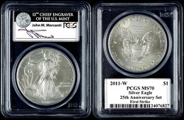 1 Dollar, 2011, W, Silver Eagle, In Slab Der PCGS Mit Der Bewertung MS70, 25. Jubiläum Set, First Strike, John M. Mercan - Andere & Zonder Classificatie