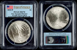 1 Dollar, 2012, P, Star Spangled Banner, In Slab Der PCGS Mit Der Bewertung MS70, First Strike, Flag Label. - Otros & Sin Clasificación