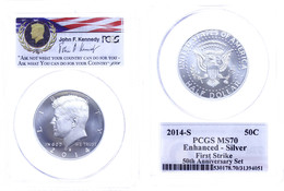 1/2 Dollar, 2014, S, Kennedy, In Slab Der PCGS Mit Der Bewertung MS70, Enhenced-Silver, First Strike. - Sonstige & Ohne Zuordnung