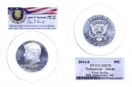 1/2 Dollar, 2014, S, Kennedy, In Slab Der PCGS Mit Der Bewertung MS70, Enhenced-Silver, First Strike. - Sonstige & Ohne Zuordnung