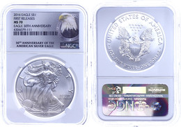 1 Dollar, 2016, Silver Eagle, In Slab Der NGC Mit Der Bewertung MS70, First Releases, Eagle Label. - Sonstige & Ohne Zuordnung