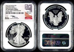 1 Dollar, 2016, W, Silver Eagle, In Slab Der NGC Mit Der Bewertung PF70 Ultra Cameo, First Day Of Issue, White Core, Joh - Sonstige & Ohne Zuordnung