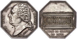 Frankreich, Louis XVIII., Oktogonaler Silberjeton (ca. 33,10x33,10mm, Ca. 17,44g), 1824, Von N Tiolier. Av: Kopf Nach Li - Autres & Non Classés