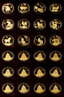 China, 12 Symbolische Tierzeichen, 12 Vergoldete Silbermedaillen, Je 28 Gr, 33 Mm, In Spezialschatulle Mit Garantie, PP  - Sonstige & Ohne Zuordnung