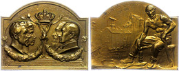 Belgien, Rechteckige Bronzeplakette (ca. 40,10x51,05mm, Ca. 36,97g), 1903, Von Rombaux, Auf Den Besuch Von Prinz Albert  - Otros & Sin Clasificación