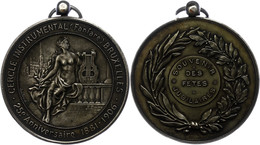 Belgien, Tragbare, Versilberte Bronzemedaille (Dm. Ca. 63,30mm, Ca. 87,07g), 1906, Von J. Fisch. Av: Sitzende Weibliche  - Autres & Non Classés