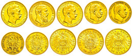 PREUSSEN, Lot Von 5 Münzen: 2 X 10 Mark 1872 Wilhelm I., 1 X 20 Mark 1888 Friedrich III., 1 X 20 Mark 1896 Und 1 X 20 Ma - Andere & Zonder Classificatie