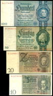 Weimarer Republik/Drittes Reich, 10, 20, 50 Und 100 Reichsmark, Ro. DEU-183, 184, 210 Und 211 (173-176), 10 Reichsmark S - Other & Unclassified