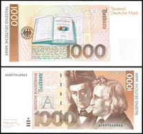 1000 Deutsche Mark, 1.8.1991, Bundesbanknote, Serie AD 8970469K0, Ro. 302 A, Erhaltung I-II., Katalog: Ro.302a I-II - Other & Unclassified