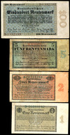 Deutsche Rentenbank 1923-1937, 5x Rentenbankscheinen In Den Wertstufen 1, 2, 5, 10 Und 100 Rentenmark, Ro. 154a, 155, 15 - Other & Unclassified