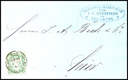 1 Kreuzer Grün, Voll- Bis Breitrandig, Auf Ortsbrief Von "AUGSBURG 24 OCT 1867", Katalog: 14a BF - Andere & Zonder Classificatie
