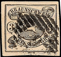 "6" - Boerssum, Recht Klar In Schwarz Auf Breitrandiger 3 Sgr. Schwarz Auf Mattrosa, Pracht, Gepr. Grobe Und HK, Katalog - Brunswick