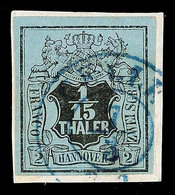 1/15 Th. A. Lebhaftgrautürkis, Farbfrisch, Allseits Voll/breitrandig Auf Kabinettbriefstück Mit Blauem K2 Von "CELLE", T - Hannover