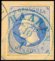 "HAAREN" - Blauer K2, Auf Briefstück 2 Gr. Durchstochen, Waager. Bug, Katalog: 24y BS - Hanover