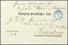 "HANNOVER 15/2 (1867)" - Blauer K2, Auf Interessantem Portofreien Brief Mit Absendervordruck "Hospital-Casse Franco 0" A - Hanovre