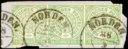"NORDEN" - K2, Klar Auf Kleinem Briefstück NDP Waager. Dreierstreifen 1/3 Gr., Katalog: NDP 2(3) BS - Hanovre