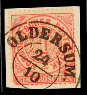 "OLDERSUM" - K2, Klar Und Zentrisch Auf Briefstück Mit  NDP 1 Gr. Karmin Gezähnt (Eckfehler), Katalog: NDP 16 BS - Hannover