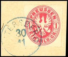 "OTTERSBERG" - Blauer K1, Auf Briefstück Preußen 1 Sgr., Katalog: Pr. 16 BS - Hanovre