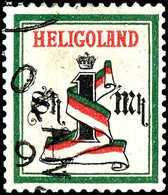 1 Sh / 1 M. Wertziffer Im Band, Tadellos Rundgestempelt "HELIGOLAND", Kabinett, Gepr. Schulz BPP, Auflage Lediglich 5.00 - Heligoland