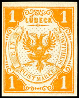 1 S. Wappen Schwärzlichorange, Tadellos Ungebraucht O.G., Allseits Vollrandig, Gepr. Drahn, Krause Und Pfenninger, Mi. 7 - Lübeck
