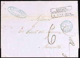 "BERLIN STADTPOST-EXP.IV 4 7 (1861)" - Ra3, KBHW 132 (80 Punkte), Nebst Taxstempel "6" Und Blauem Grenzübergangs-K2 "PRU - Altri & Non Classificati