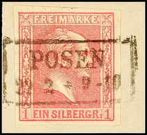 1 Sgr. Rosa, Allseits Vollrandiges, Farbfrisches Kabinettstück Mit Klarem Ra2 "POSEN" Auf Briefstück, Tadellos Erhalten, - Autres & Non Classés