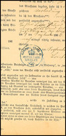 "BERLIN STETTIN.BAHN." - Blauer Krone/Posthorn-Stempel, Innenseitig In Einem Postbehändigungsschein Aus 1866  BF - Autres & Non Classés