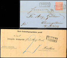 "SIEGEN 9 1 (1870)" - Ra2, OPD Arnsberg, Auf Brief NDP 1 Gr. Nach Ober-Ingelheim Sowie Ra2 "SIEGEN 9 6 (1873)" Auf Austa - Sonstige & Ohne Zuordnung
