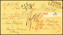 1866, Bar Bezahlter Auslands-Paketbegleitbrief Mit Ra2 "STETTIN 17 12" Nebst Rotem K1 "STETTIN F. N1 17/12 66" Und Paket - Andere & Zonder Classificatie