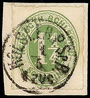 "HOLST. EB.P.SP.B: 1 ZUG 4.5.", Klar Und Komplett Auf Pracht-Briefstück Mit 1 1/4 S. Olivgrün, Katalog: 4 BS - Schleswig-Holstein