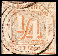 "9" - BOCKENHEIM, Zentrisch Klar Auf 1/4 Sgr. Orange, Kleine Helle Stelle, Signiert Richter, Katalog: 13 O - Autres & Non Classés
