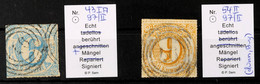 "97" (Type II, Ohne Fußstrich) - BINGEN, Großherzogtum Hessen, Je Auf 6 Kr. IV. Und 9 K. V. Ausgabe, Beide Marken Mängel - Otros & Sin Clasificación