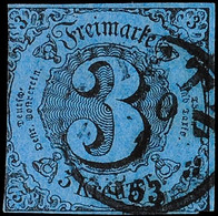 "DIETZ 10 1 1853" - Kleiner K1 Mit Alter Schreibweise Des Ortsnamen, Auf 3 Kr. A. Dunkelblau Im Taxisschnitt, Katalog: 8 - Other & Unclassified
