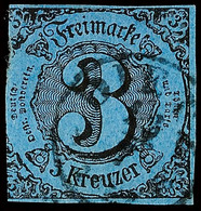 "DIETZ" - Kleiner K1, Auf Links Deutlich Angeschnittener, Sonst Vollrandiger 3 Kr. A. Dunkelblau, Katalog: 8 O - Other & Unclassified