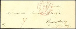 "FRANKFURT 12 JUL 1857" - Roter K2 Mit Kreuzen, Klar Auf Austaxiertem Trauerbriefkuvert Im Damenbriefkuvertformat über L - Other & Unclassified
