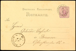"GROSSALLMERODE 9/4 (1876)" - Kleiner K1 Mit Uhrzeit Statt Kringel, Herrlich Klar Auf DR GS-Postkarte 5 Pfge Nach Bremen - Autres & Non Classés