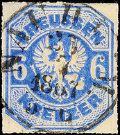 "NAUHEIM 25 7" (1867) - K1, Ideal Zentrisch Auf Preussen 6 Kr., Dünnstellen, Katalog: Pr.25a O - Sonstige & Ohne Zuordnung