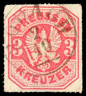 "RODACH 2 10 (1867)" - K1, Klar Auf Farbfrischer Preußen 3 Kr., Unten Dünn, Gepr. Flemming BPP, Katalog: Pr.24 O - Sonstige & Ohne Zuordnung