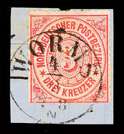 "WORMS" - K1 Ohne Kreuze, Auf Briefstück NDP 3 Kr. Durchstochen, Katalog: NDP 9 BS - Sonstige & Ohne Zuordnung