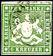 6 Kreuzer Dunkelgrün, Unten Rechts Leicht Tangiert, Sonst Lupen Bis Breitrandig, Gestempelt, Signiert Thoma BPP, Mi. 350 - Otros & Sin Clasificación