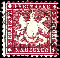 3 Kreuzer Lilarot, Gestempelt, Kleine Mängel, Signiert Thoma BPP, Mi. 350.-, Katalog: 26d O - Autres & Non Classés