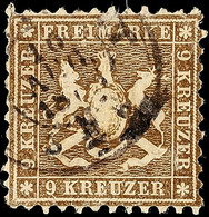 9 Kr. Schwarzbraun Gestempelt, Mängel, Mi. 220.-, Katalog: 28d O - Other & Unclassified