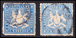 6 Kr. Blau Und 6 Kr. Hellblau, Tadellos, Gestempelt, Gepr. Heinrich BPP, Mi 180.-, Katalog: 32a/b O - Autres & Non Classés