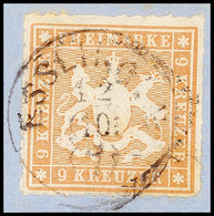 9 Kr. Fahlbraun, Kabinettbriefstück Mit K1 Von "ESSLINGEN", Gepr. Irtenkauf BPP, Mi. 150.-, Katalog: 33b BS - Other & Unclassified