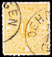 14 Kr. Gelb, Tadellos Gestempeltes Kabinettstück, Entwertet Mit  K1 "OEHRINGEN", Mi. 60.-, Katalog: 41a O - Otros & Sin Clasificación