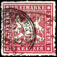 "KIRCHHEIM U.T. POSTABLAGE OBERLENNINGEN", Ovaler Postablagestempel, Zentrisch Auf 3 Kr. Karmin (rechts Unten Ein Deutli - Otros & Sin Clasificación