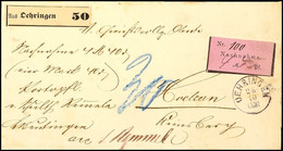 "OEHRINGEN 26 10" - K1, Auf Austaxiertem Nachnahme-Brief Aus Ca. 1880  BF - Otros & Sin Clasificación