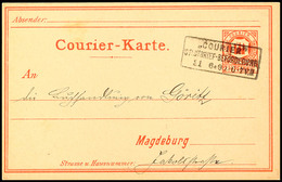 MAGDEBURG COURIER, GS-Postkarte 2 1/2 Pfg Orangerot (seltene Erstauflage), Bedarfsgebraucht Mit Ra3 "COURIER STADTBRIEF- - Autres & Non Classés