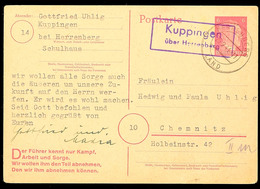 "Kuppingen über Herrenberg", Klar Auf GS-Postkarte 1944 Nach Chemnitz  BF - Otros & Sin Clasificación
